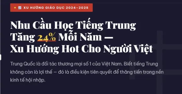 NHU CẦU HỌC TIẾNG TRUNG TĂNG 24% MỖI NĂM - XU HƯỚNG HOT CHO NGƯỜI VIỆT 